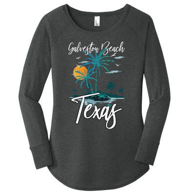 Family Vacation Retro Sunset Texas Galveston Beach Women's Perfect Tri Tunic Long Sleeve Shirt