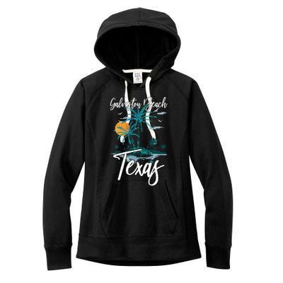 Family Vacation Retro Sunset Texas Galveston Beach Women's Fleece Hoodie