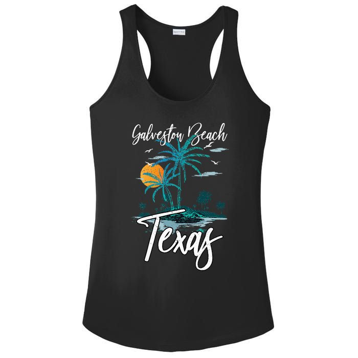 Family Vacation Retro Sunset Texas Galveston Beach Ladies PosiCharge Competitor Racerback Tank