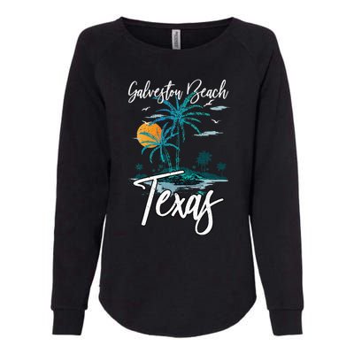 Family Vacation Retro Sunset Texas Galveston Beach Womens California Wash Sweatshirt