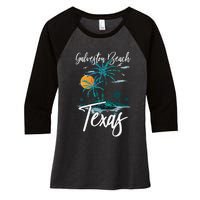 Family Vacation Retro Sunset Texas Galveston Beach Women's Tri-Blend 3/4-Sleeve Raglan Shirt