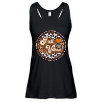 Fall Vibes Retro Vintage Leopard Circle Pumpkin Thanksgiving Ladies Essential Flowy Tank