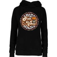 Fall Vibes Retro Vintage Leopard Circle Pumpkin Thanksgiving Womens Funnel Neck Pullover Hood