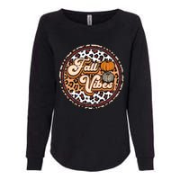 Fall Vibes Retro Vintage Leopard Circle Pumpkin Thanksgiving Womens California Wash Sweatshirt