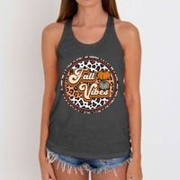 Fall Vibes Retro Vintage Leopard Circle Pumpkin Thanksgiving Women's Knotted Racerback Tank