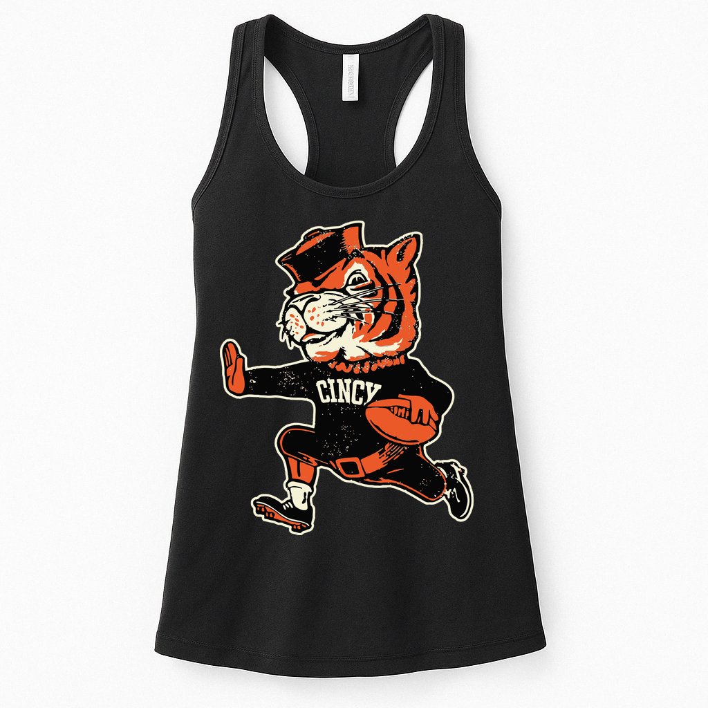 Funny Vintage Running Tiger Football Logo Womens Tank Top