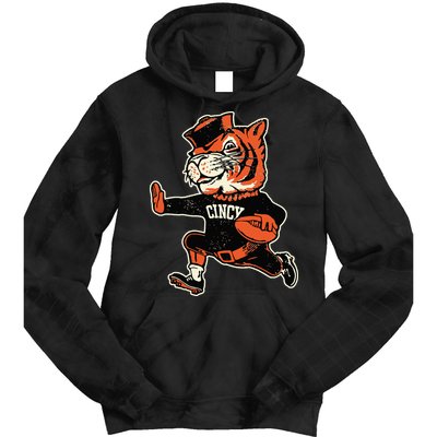 Funny Vintage Running Tiger Football Logo Tie Dye Hoodie
