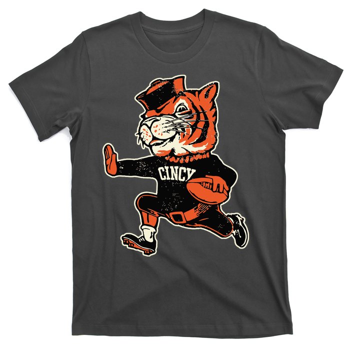 Funny Vintage Running Tiger Football Logo T-Shirt