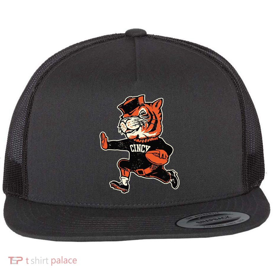 Funny Vintage Running Tiger Football Logo Flatbill Hat