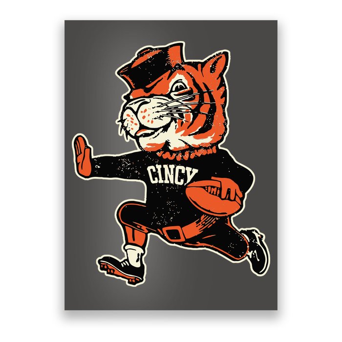 Funny Vintage Running Tiger Football Logo Poster