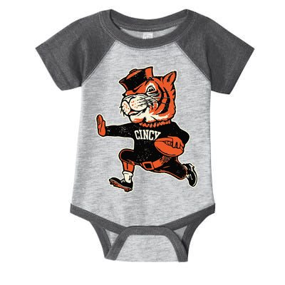 Funny Vintage Running Tiger Football Logo Infant Baby Jersey Bodysuit