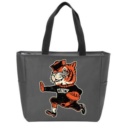 Funny Vintage Running Tiger Football Logo Zip Tote Bag