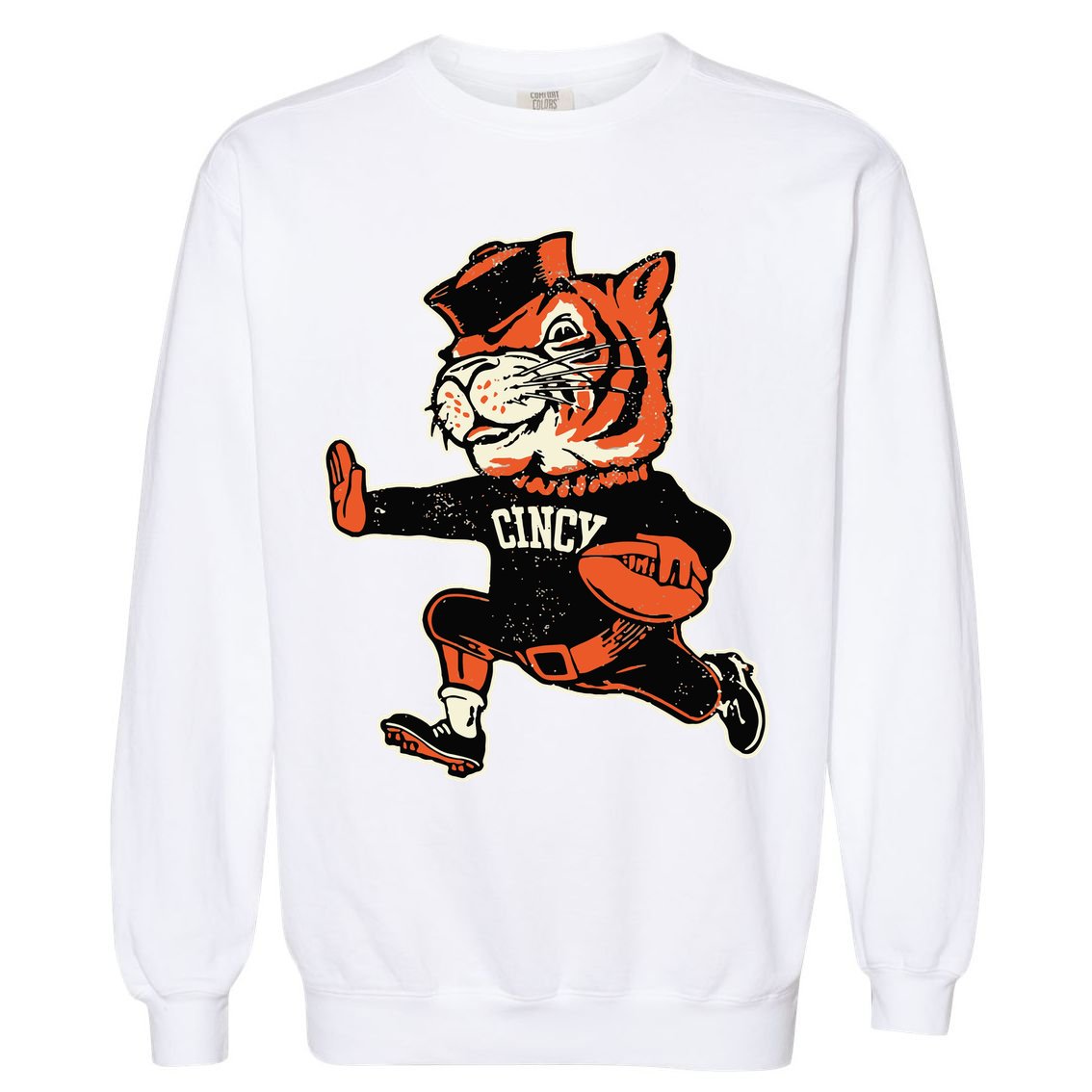Funny Vintage Running Tiger Football Logo Garment-Dyed Sweatshirt