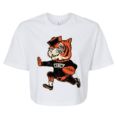 Funny Vintage Running Tiger Football Logo Bella+Canvas Jersey Crop Tee