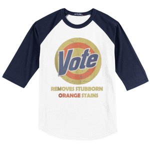 Funny Vote Removes Stubborn Orange Stains Election 2024 Baseball Sleeve Shirt