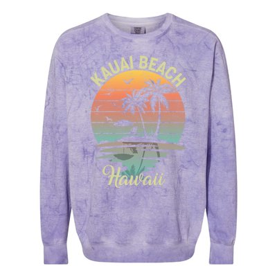 Family Vacation Retro Vintage Hawaii Kauai Beach Gift Colorblast Crewneck Sweatshirt