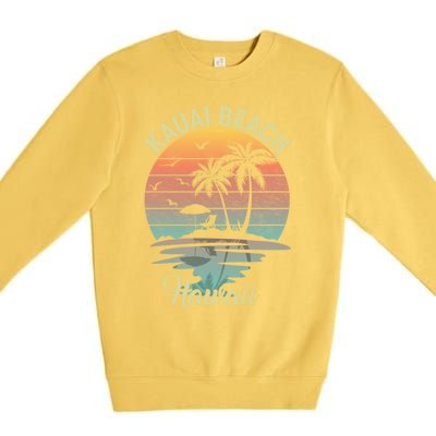 Family Vacation Retro Vintage Hawaii Kauai Beach Gift Premium Crewneck Sweatshirt