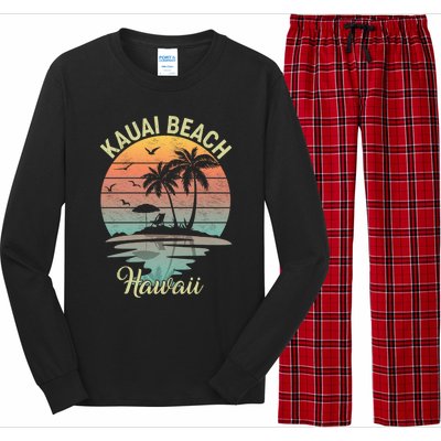 Family Vacation Retro Vintage Hawaii Kauai Beach Gift Long Sleeve Pajama Set