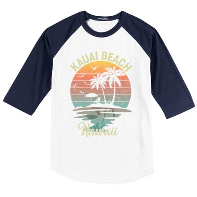 Family Vacation Retro Vintage Hawaii Kauai Beach Gift Baseball Sleeve Shirt