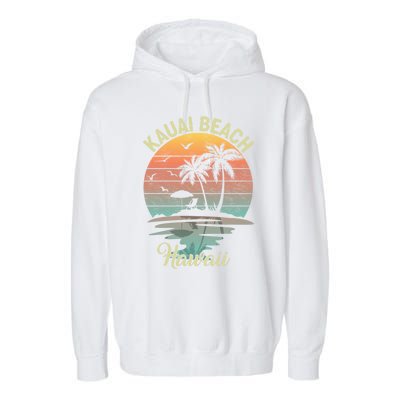 Family Vacation Retro Vintage Hawaii Kauai Beach Gift Garment-Dyed Fleece Hoodie