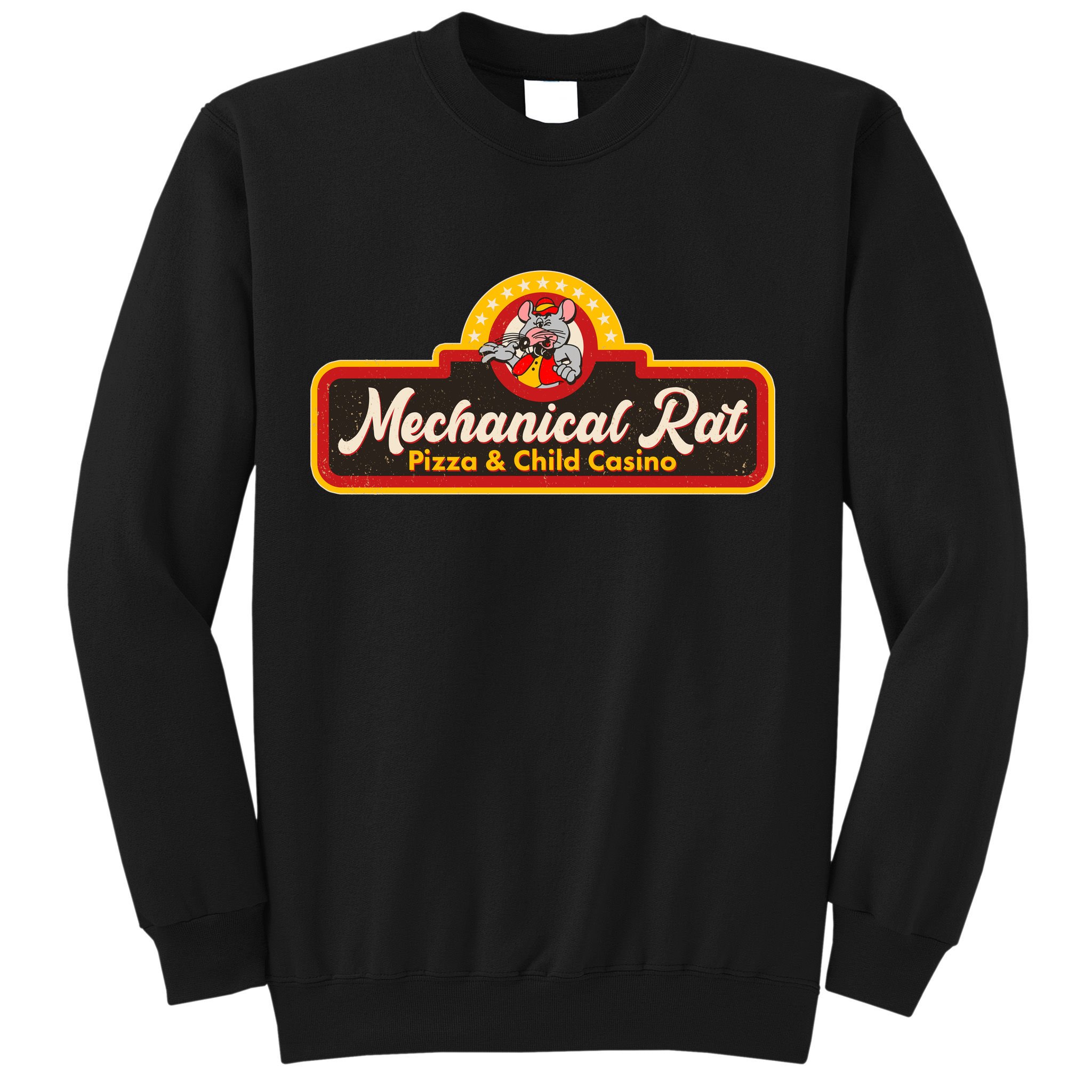 Funny Vintage Retro Mechanical Rat Pizza And Child Casino Sweatshirt