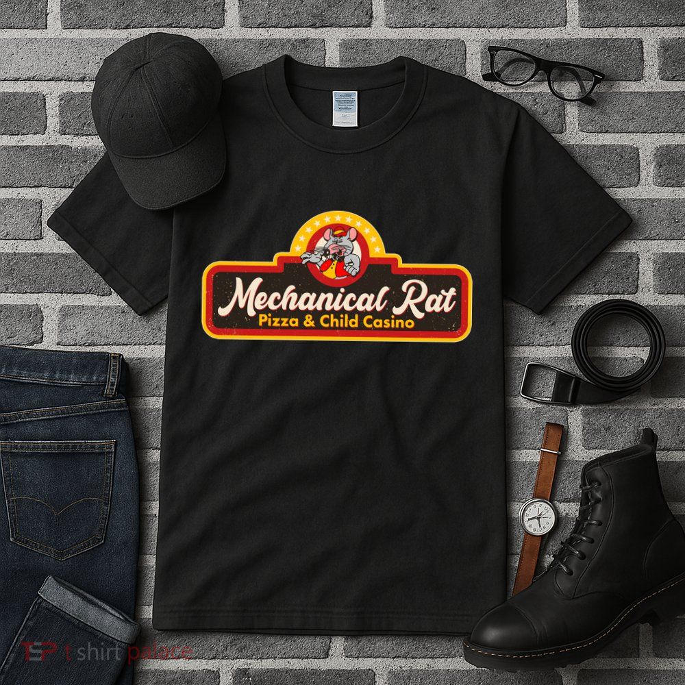 Funny Vintage Retro Mechanical Rat Pizza And Child Casino Tall T-Shirt