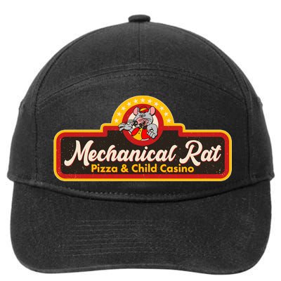 Funny Vintage Retro Mechanical Rat Pizza And Child Casino 7-Panel Snapback Hat