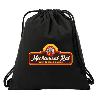 Funny Vintage Retro Mechanical Rat Pizza And Child Casino Drawstring Bag