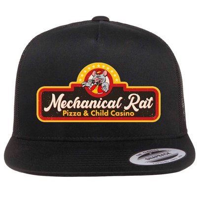 Funny Vintage Retro Mechanical Rat Pizza And Child Casino Flatbill Hat