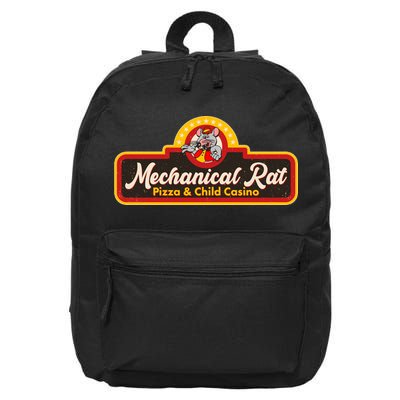 Funny Vintage Retro Mechanical Rat Pizza And Child Casino 16 in Basic Backpack