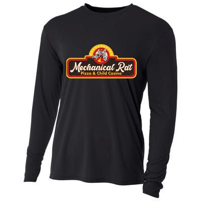 Funny Vintage Retro Mechanical Rat Pizza And Child Casino Cooling Performance Long Sleeve Crew