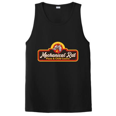 Funny Vintage Retro Mechanical Rat Pizza And Child Casino PosiCharge Competitor Tank