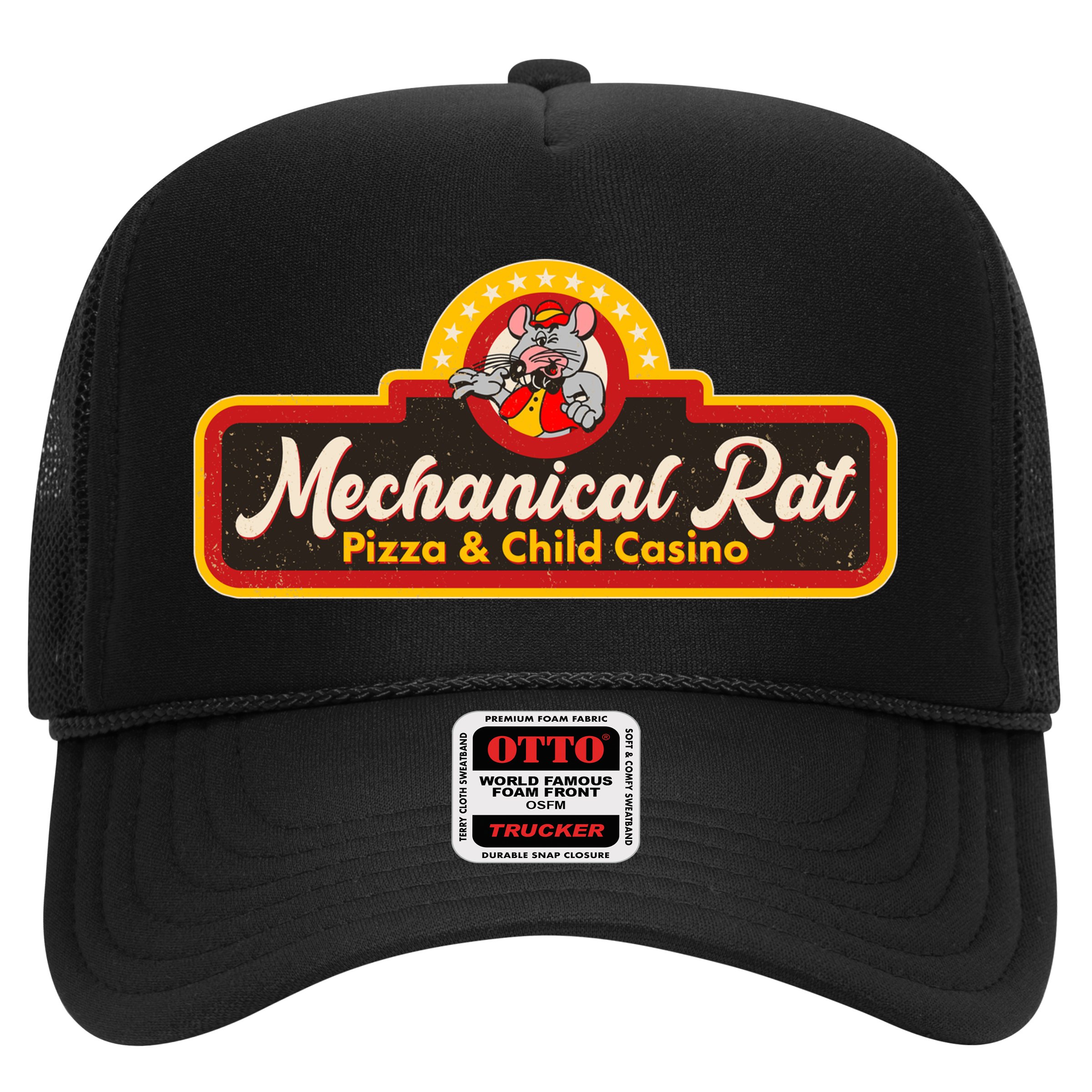 Funny Vintage Retro Mechanical Rat Pizza And Child Casino Hat