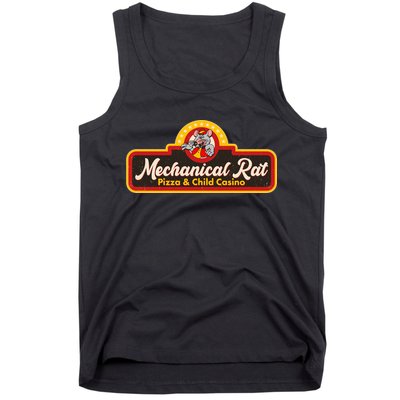 Funny Vintage Retro Mechanical Rat Pizza And Child Casino Tank Top