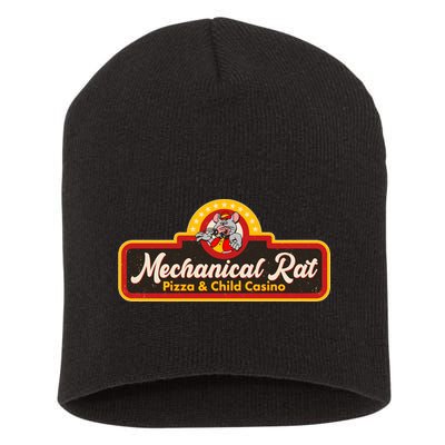 Funny Vintage Retro Mechanical Rat Pizza And Child Casino Short Acrylic Beanie