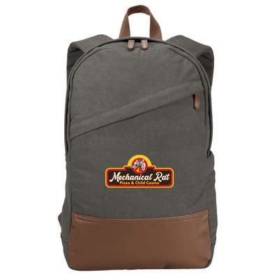 Funny Vintage Retro Mechanical Rat Pizza And Child Casino Cotton Canvas Backpack