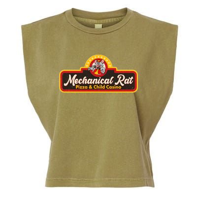 Funny Vintage Retro Mechanical Rat Pizza And Child Casino Garment-Dyed Women's Muscle Tee