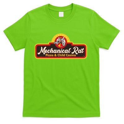 Funny Vintage Retro Mechanical Rat Pizza And Child Casino T-Shirt