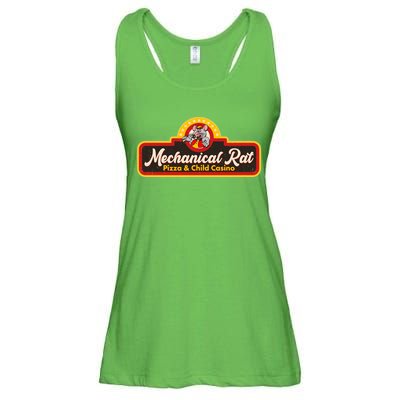 Funny Vintage Retro Mechanical Rat Pizza And Child Casino Ladies Essential Flowy Tank