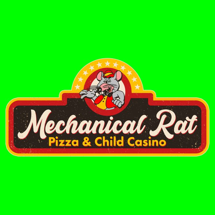 Funny Vintage Retro Mechanical Rat Pizza And Child Casino Poster