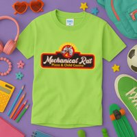 Funny Vintage Retro Mechanical Rat Pizza And Child Casino Kids T-Shirt