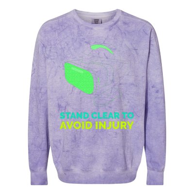 Funny Virtual Reality Hazard VR Stay Clear To Avoid Injury Colorblast Crewneck Sweatshirt