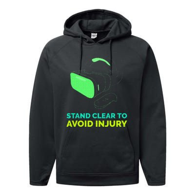 Funny Virtual Reality Hazard VR Stay Clear To Avoid Injury Performance Fleece Hoodie