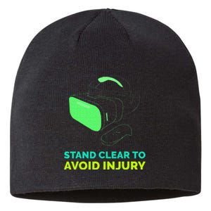 Funny Virtual Reality Hazard VR Stay Clear To Avoid Injury Sustainable Beanie