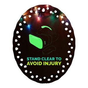 Funny Virtual Reality Hazard VR Stay Clear To Avoid Injury Ceramic Oval Ornament