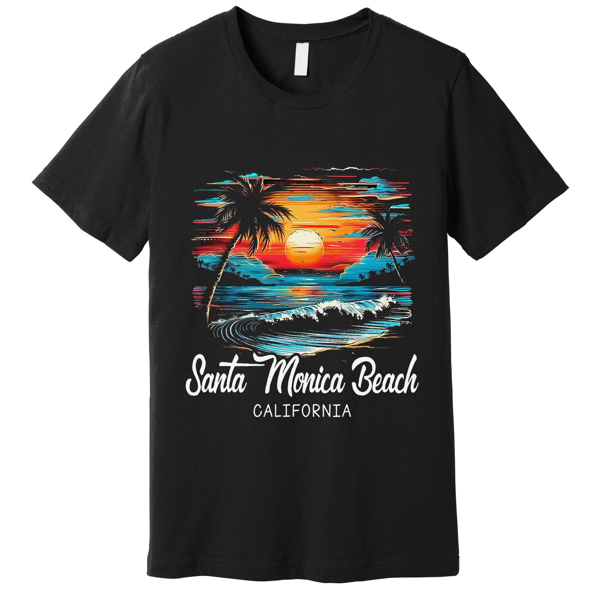 Family Vacation Retro Sunset California Santa Monica Beach Premium T-Shirt