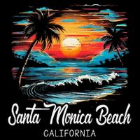 Family Vacation Retro Sunset California Santa Monica Beach Womens Tank Top