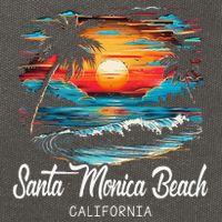 Family Vacation Retro Sunset California Santa Monica Beach Cotton Canvas Backpack