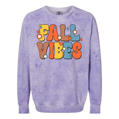 Fall Vibes Retro Groovy Cute Colorblast Crewneck Sweatshirt