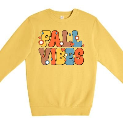 Fall Vibes Retro Groovy Cute Premium Crewneck Sweatshirt